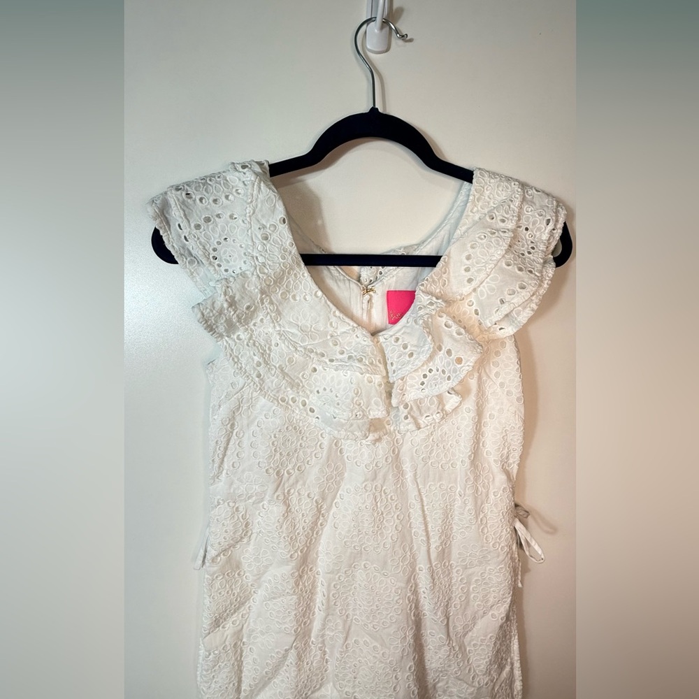 #552 Lilly Pulitzer Emiline White Eyelet Romper size 00 - Picture 4 of 11